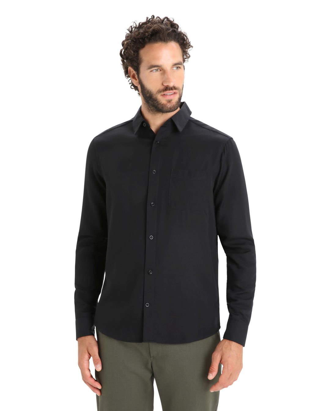 Pánská merino košile dlouhý rukáv ICEBREAKER Mens Steveston LS Shirt, Black velikost: M