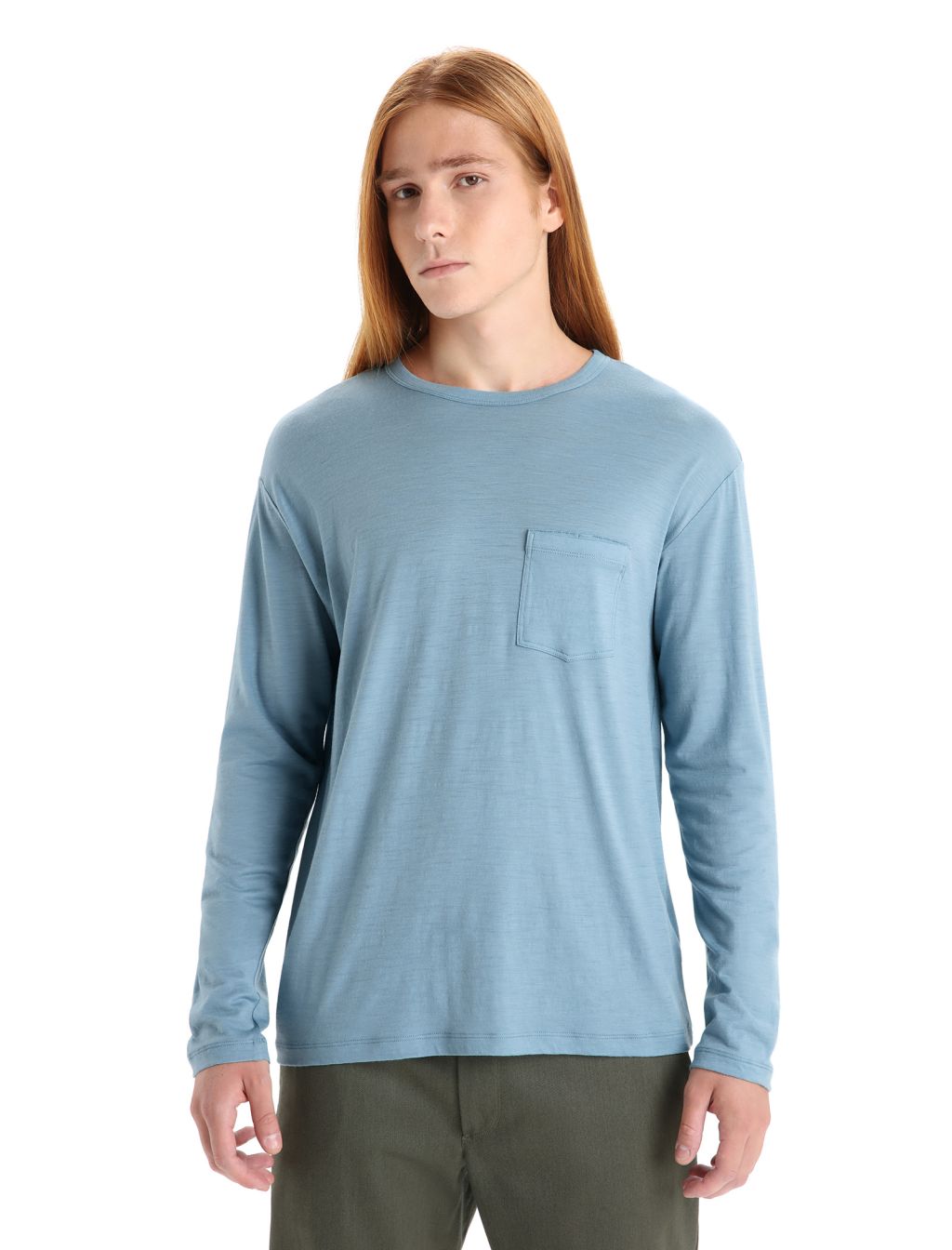 ICEBREAKER Mens Granary LS Pocket Tee, Astral Blue velikost: M