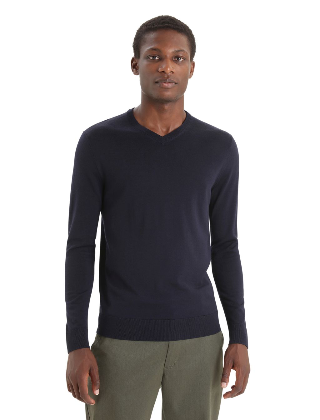 ICEBREAKER Mens Wilcox LS V Sweater, Midnight Navy velikost: L