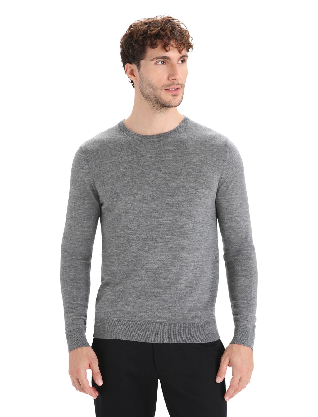 ICEBREAKER Mens Wilcox LS Sweater, Gritstone Heather velikost: XL