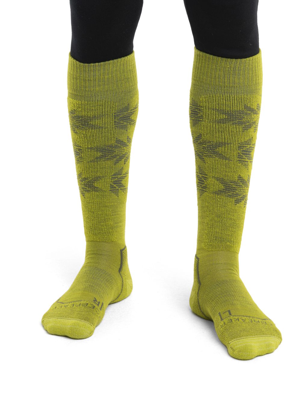 Pánské merino ponožky ICEBREAKER Mens Ski+ Light OTC Ski Heritage, Bio Lime/Loden velikost: 39-41,5 (S)