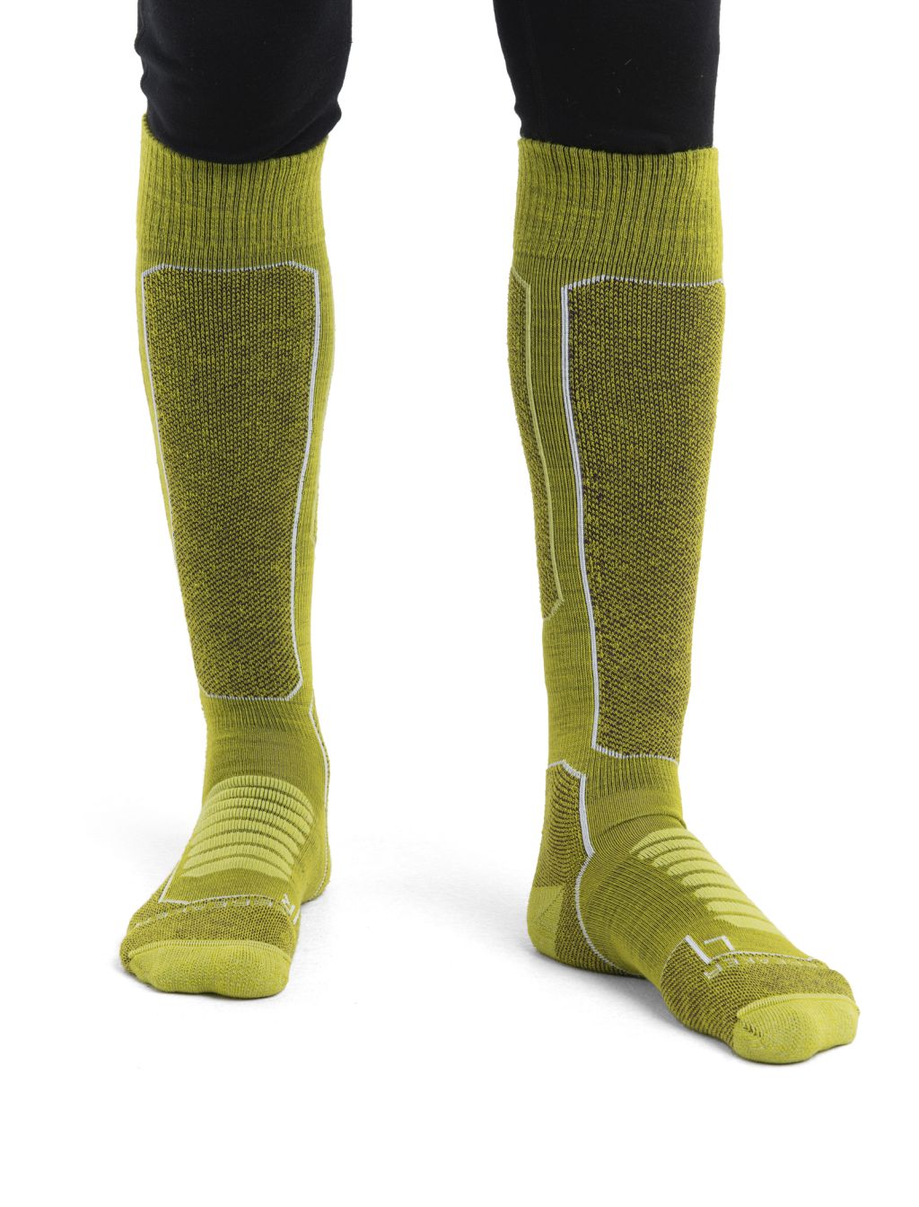 Pánské merino ponožky ICEBREAKER Mens Ski+ Medium OTC, Bio Lime/Nightshade/Snow velikost: 39-41,5 (S)