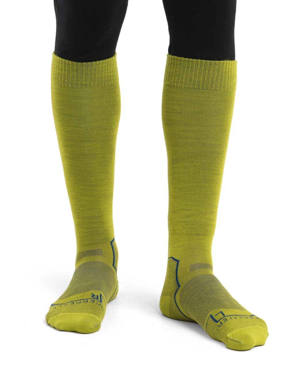 Pánské merino ponožky ICEBREAKER Mens Ski+ Ultralight OTC, Bio Lime/Loden/Lazurite velikost: 44,5-46,5 (L)