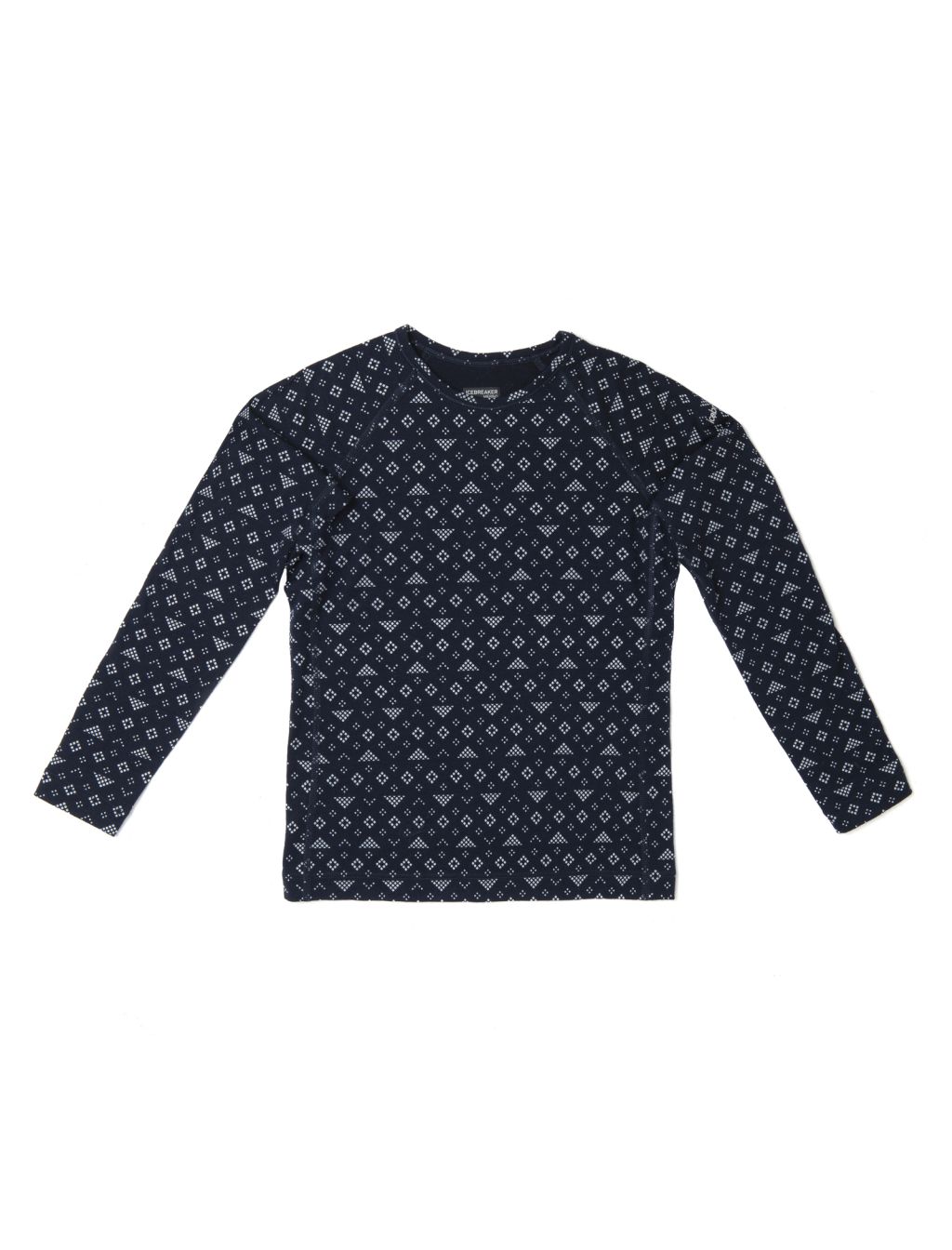 Dětské merino triko dlouhý rukáv ICEBREAKER Kids Mer200 Oasis LS Crewe First Snow, Midnight Navy/Snow velikost: 10