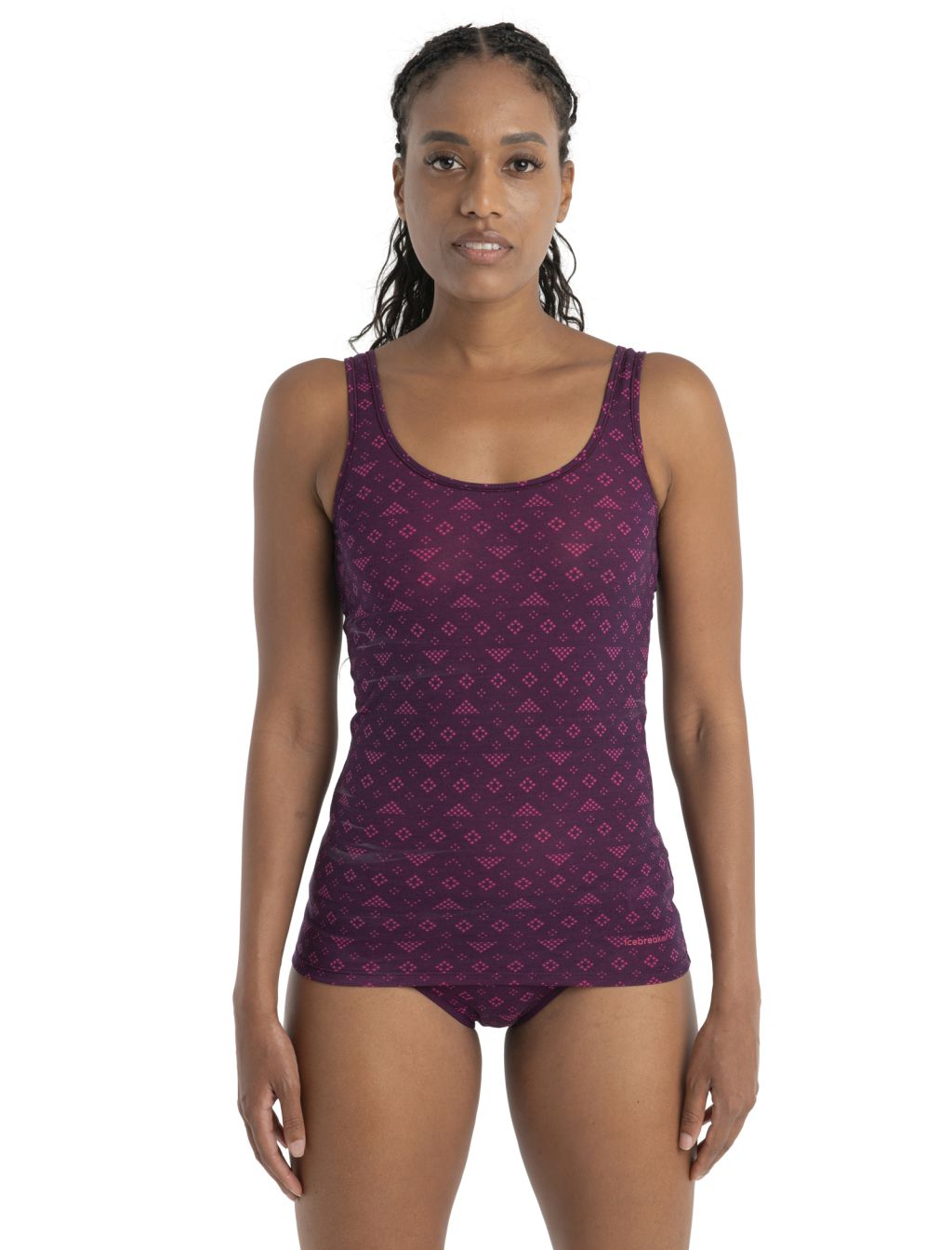 Dámské merino tílko ICEBREAKER Wmns Merino 150 Siren Tank First Snow, Nightshade/Tempo/Aop velikost: XS