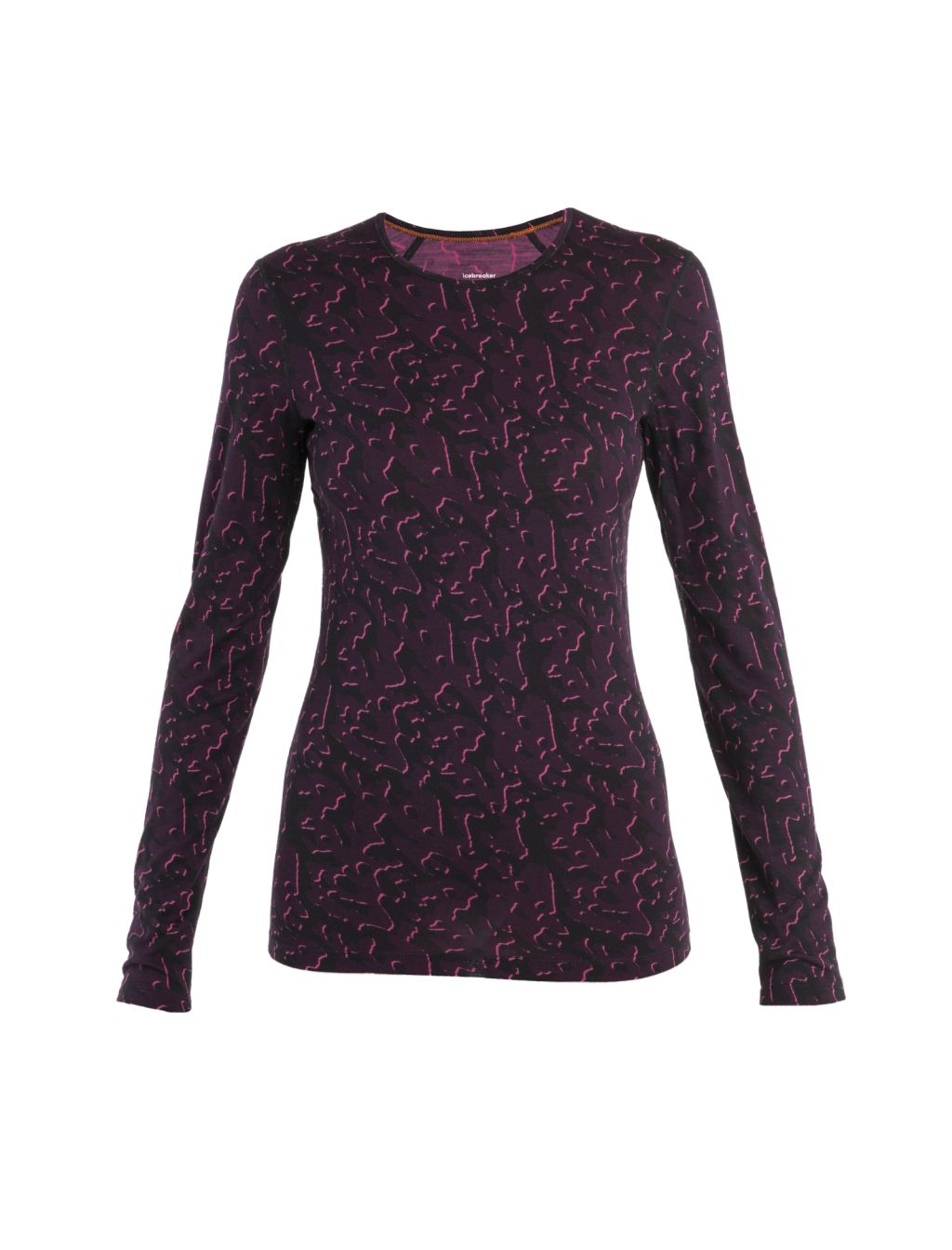 ICEBREAKER Wmns Merino 200 Oasis LS Crewe Macro Camo, Tempo/Black/Nightshad/Aop velikost: S