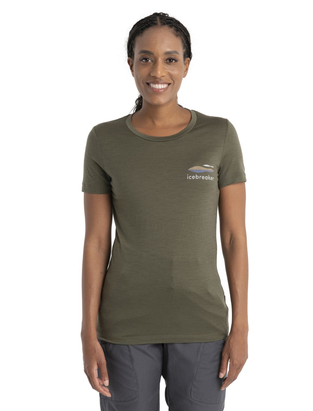 Dámské merino triko krátký rukáv ICEBREAKER Wmns Merino 150 Tech Lite II SS Tee Aotearoa, Loden velikost: M