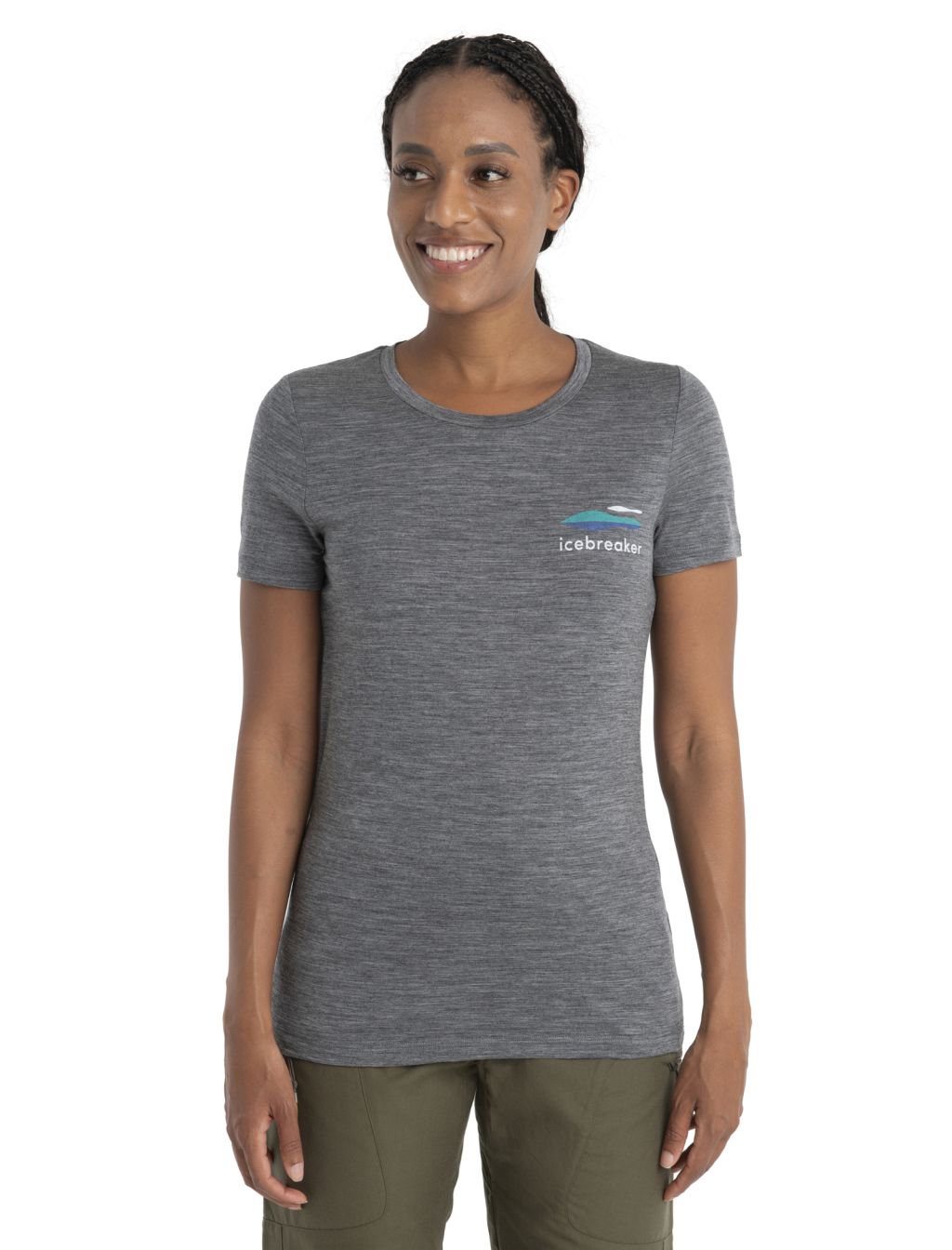 Dámské merino triko krátký rukáv ICEBREAKER Wmns Merino 150 Tech Lite II SS Tee Aotearoa, Gritstone Heather velikost: M