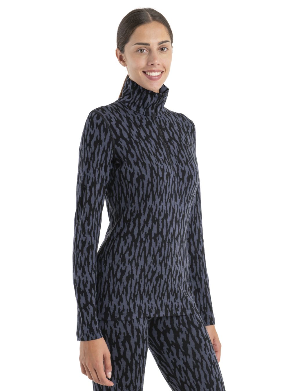 ICEBREAKER Wmns Merino 260 Vertex LS Half Z Macro Forms, Graphite/Black/J velikost: XL