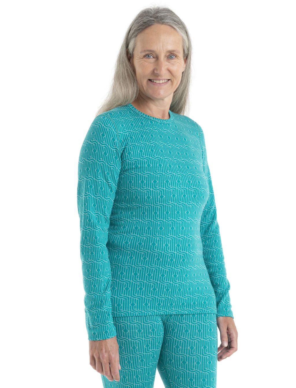 ICEBREAKER Wmns Merino 260 Vertex LS Crewe Herenga, Flux Green/Snow velikost: M