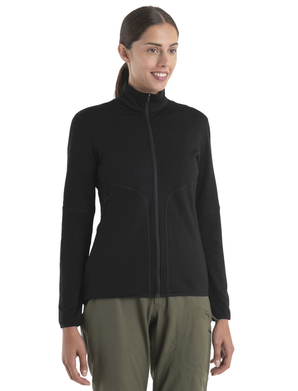 Dámská merino mikina ICEBREAKER Wmns Merino 560 Realfleece Elemental II LS Z, Black velikost: L