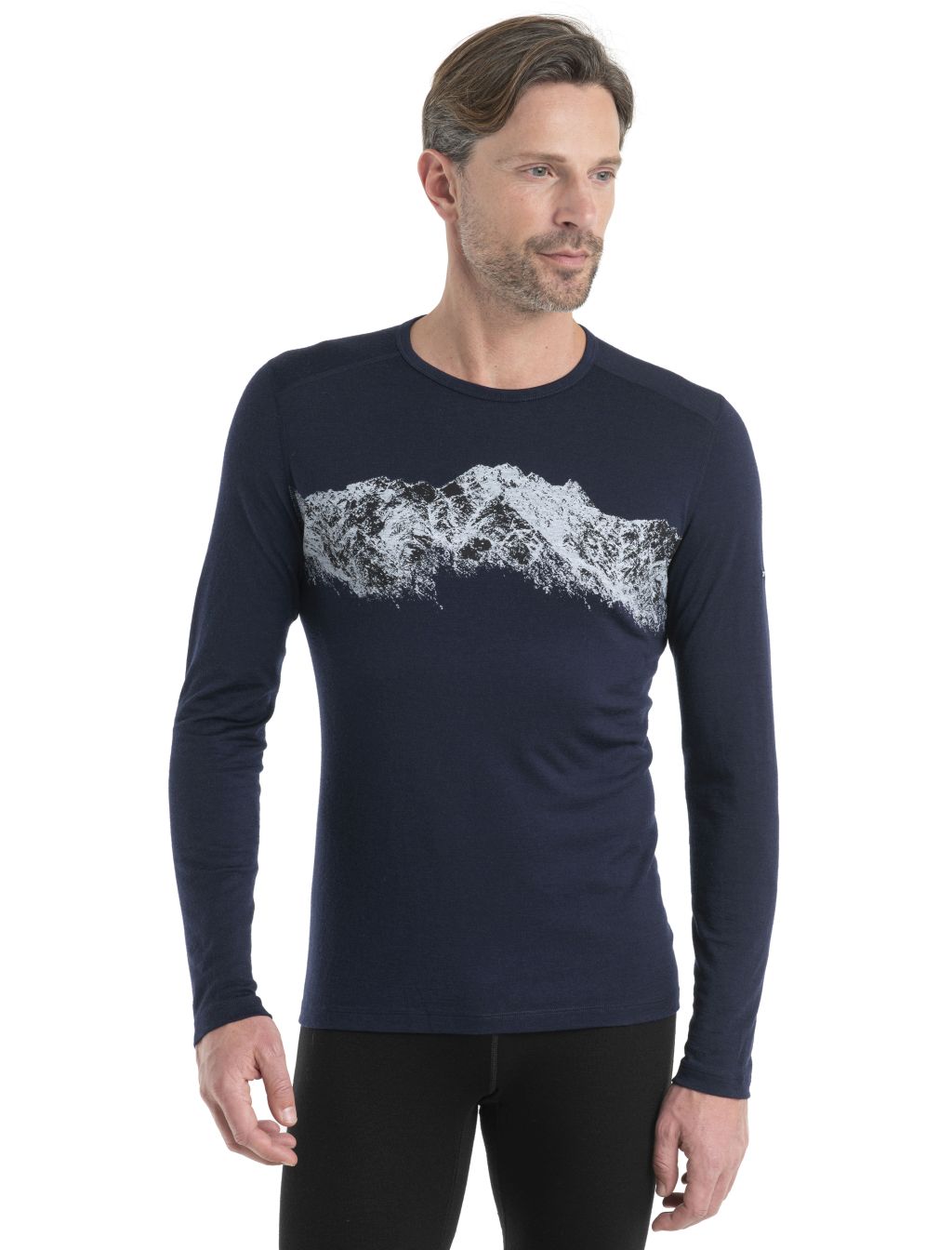 Pánské merino triko dlouhý rukáv ICEBREAKER Mens Merino 200 Oasis LS Crewe Remarkables, Midnight Navy velikost: M