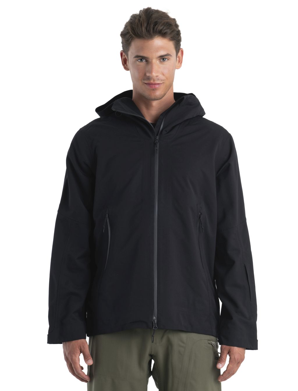 ICEBREAKER Mens Merino Shell+ Peak Hooded Jacket, Black velikost: XL