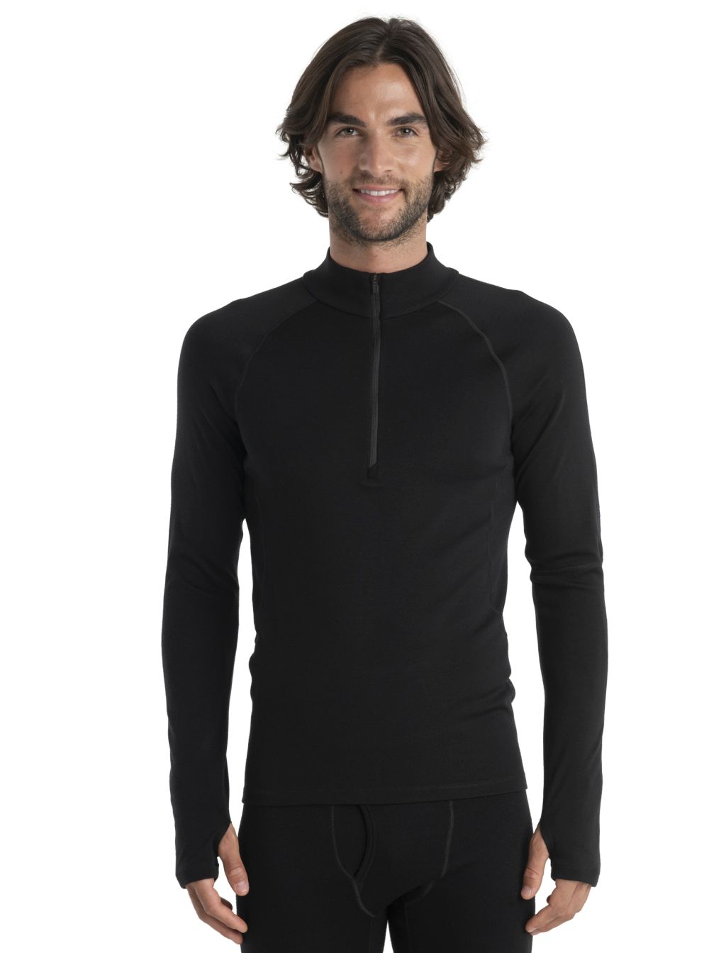 ICEBREAKER Mens 300 MerinoFine Polar LS Half Zip, Black velikost: L