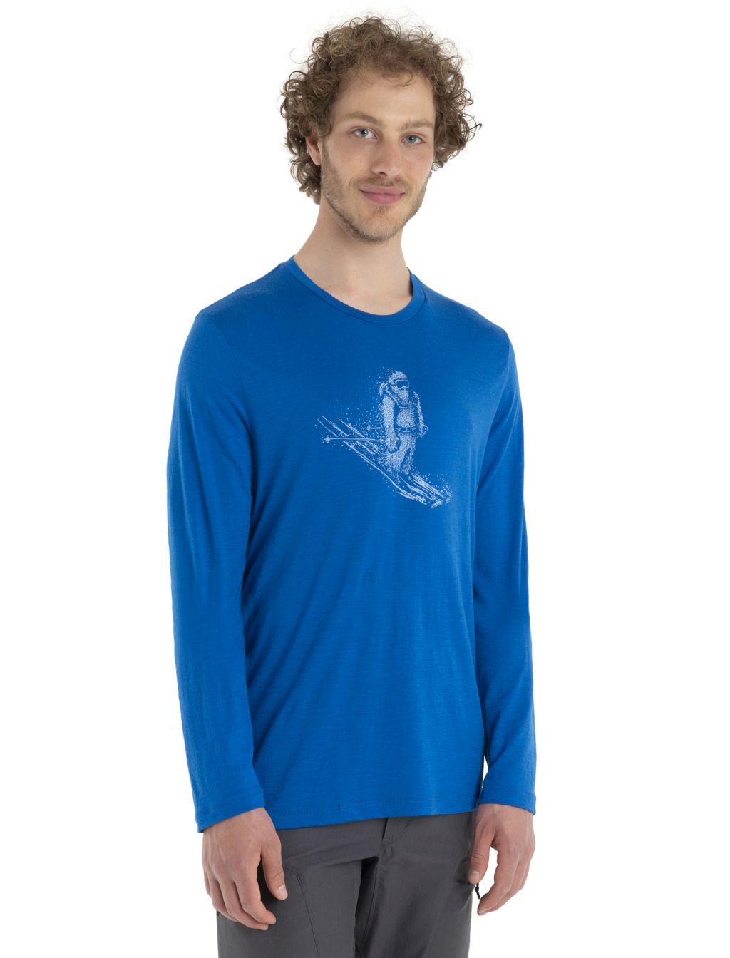 Pánské merino triko dlouhý rukáv ICEBREAKER Mens Tech Lite II LS Tee Skiing Yeti, Lazurite velikost: L