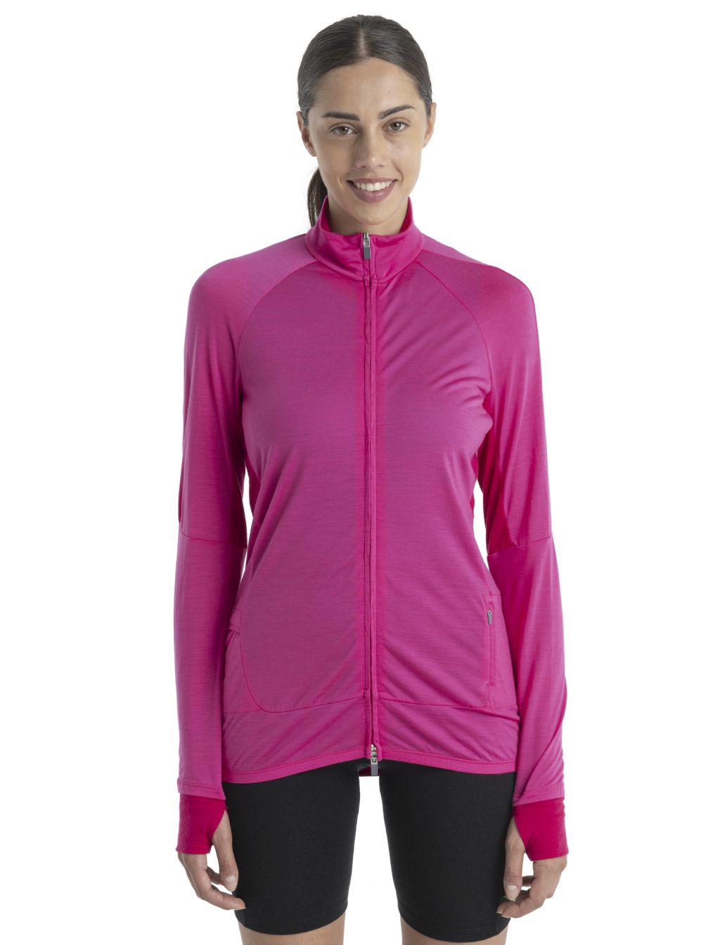 ICEBREAKER Wmns ZoneKnit LS Zip, Tempo/Electron Pink velikost: S