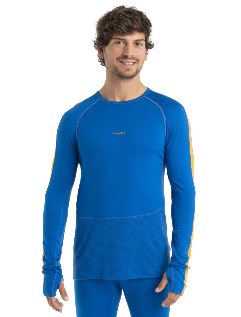 ICEBREAKER Mens ZoneKnit 200 LS Crewe, Lazurite/Solar velikost: M