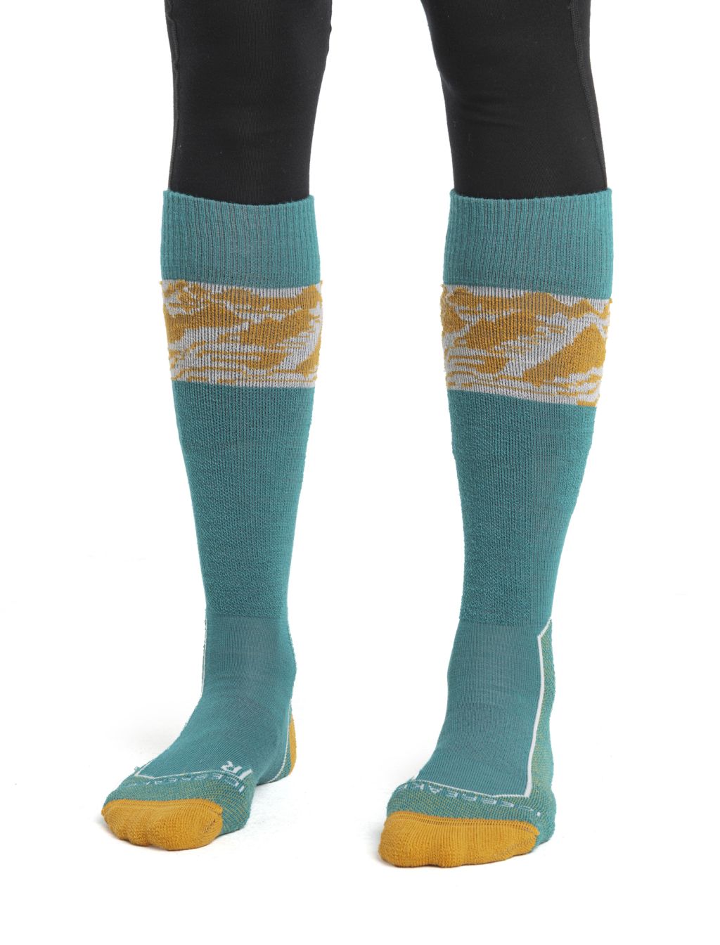 Dámské merino ponožky ICEBREAKER Wmns Ski+ Light OTC Alps 3D, Flux Green/Solar/Snow velikost: 38-40 (M)