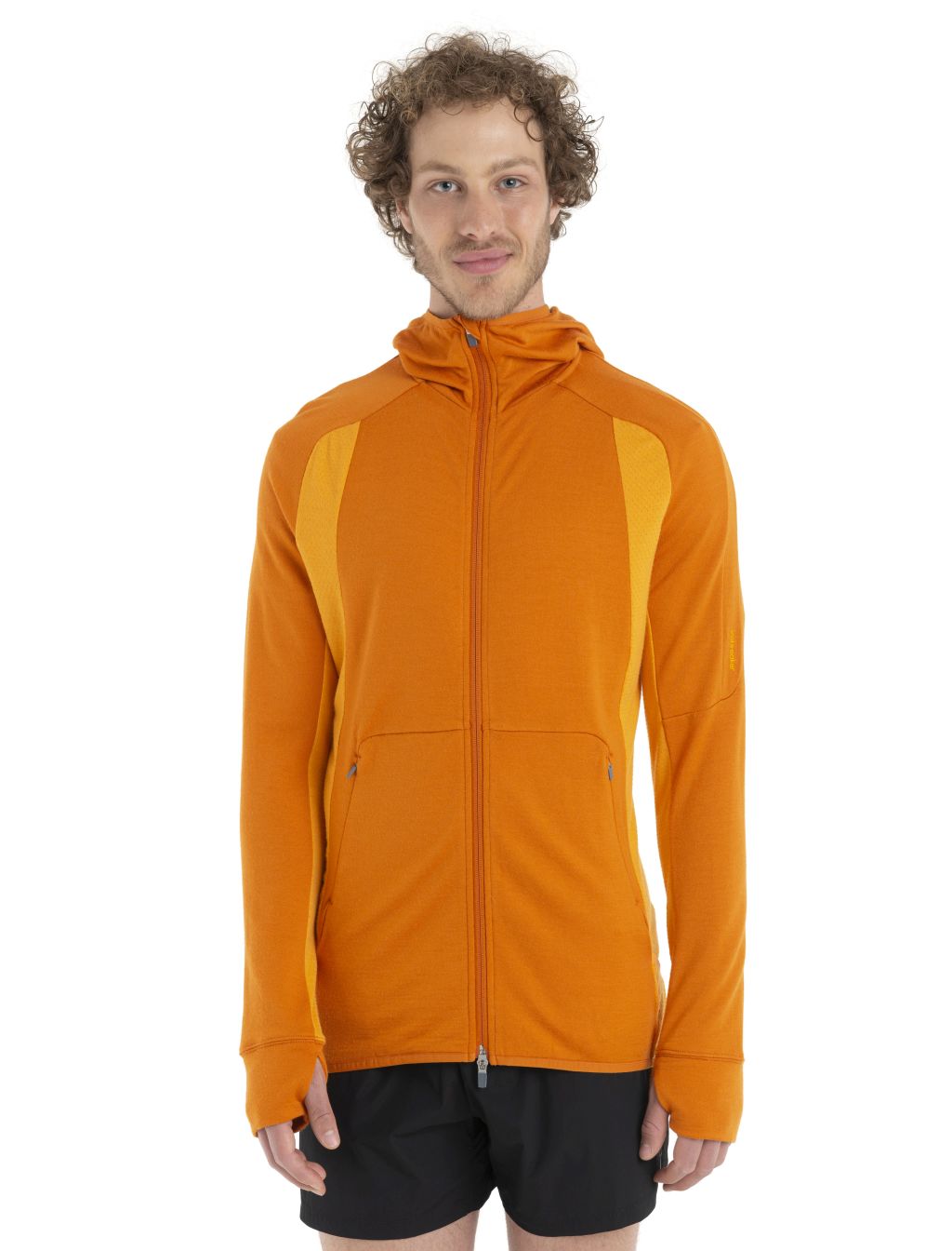 ICEBREAKER Mens Merino Quantum ZoneKnit LS Zip Hoodie, Earth/Solar velikost: S