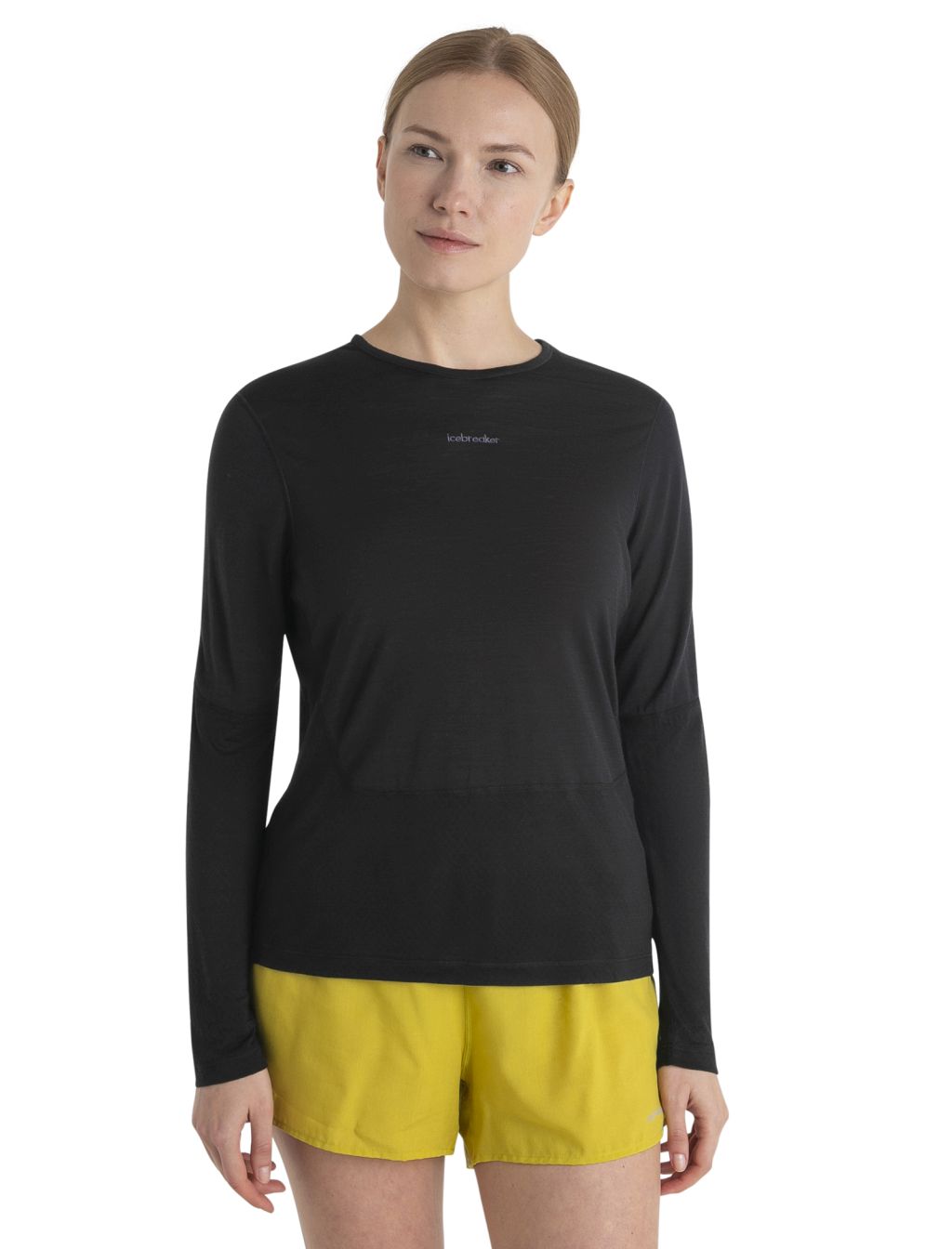 Dámské merino triko dlouhý rukáv ICEBREAKER Wmns Merino 125 ZoneKnit™ Energy Wind LS Tee, Black velikost: M