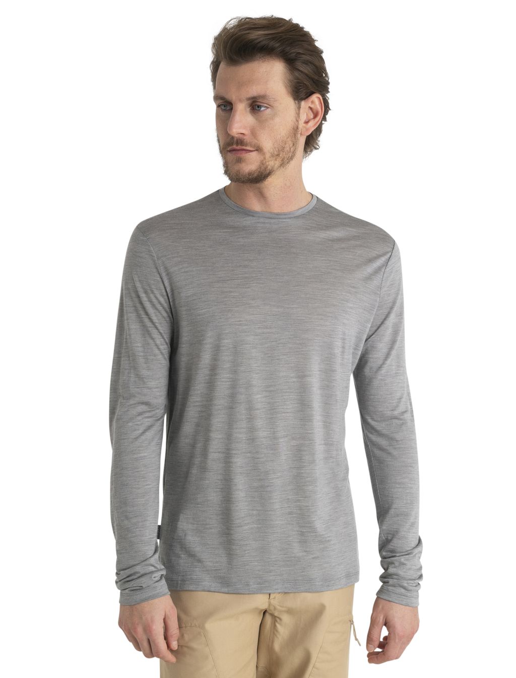 Pánské merino triko dlouhý rukáv ICEBREAKER Mens Merino 125 Cool-Lite™ Sphere III LS Tee, Metro Heather velikost: XS