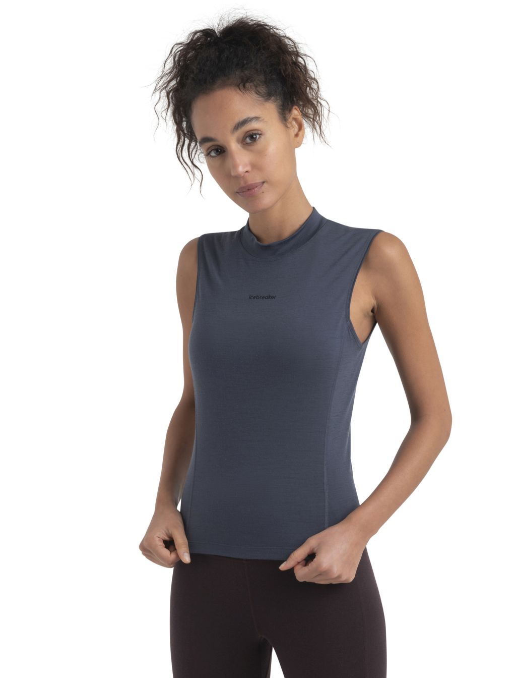 Dámské merino tílko ICEBREAKER Wmns Merino 200 Hike Mock Neck Tank Top, Graphite velikost: L