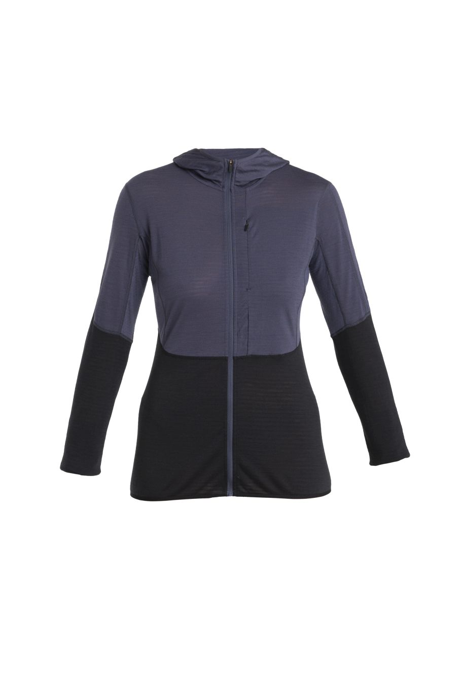 Dámská merino mikina s kapucí, zip ICEBREAKER Wmns Merino 200 Realfleece™ Descender LS Zip Hoodie, Graphite/Black/Cb velikost: S