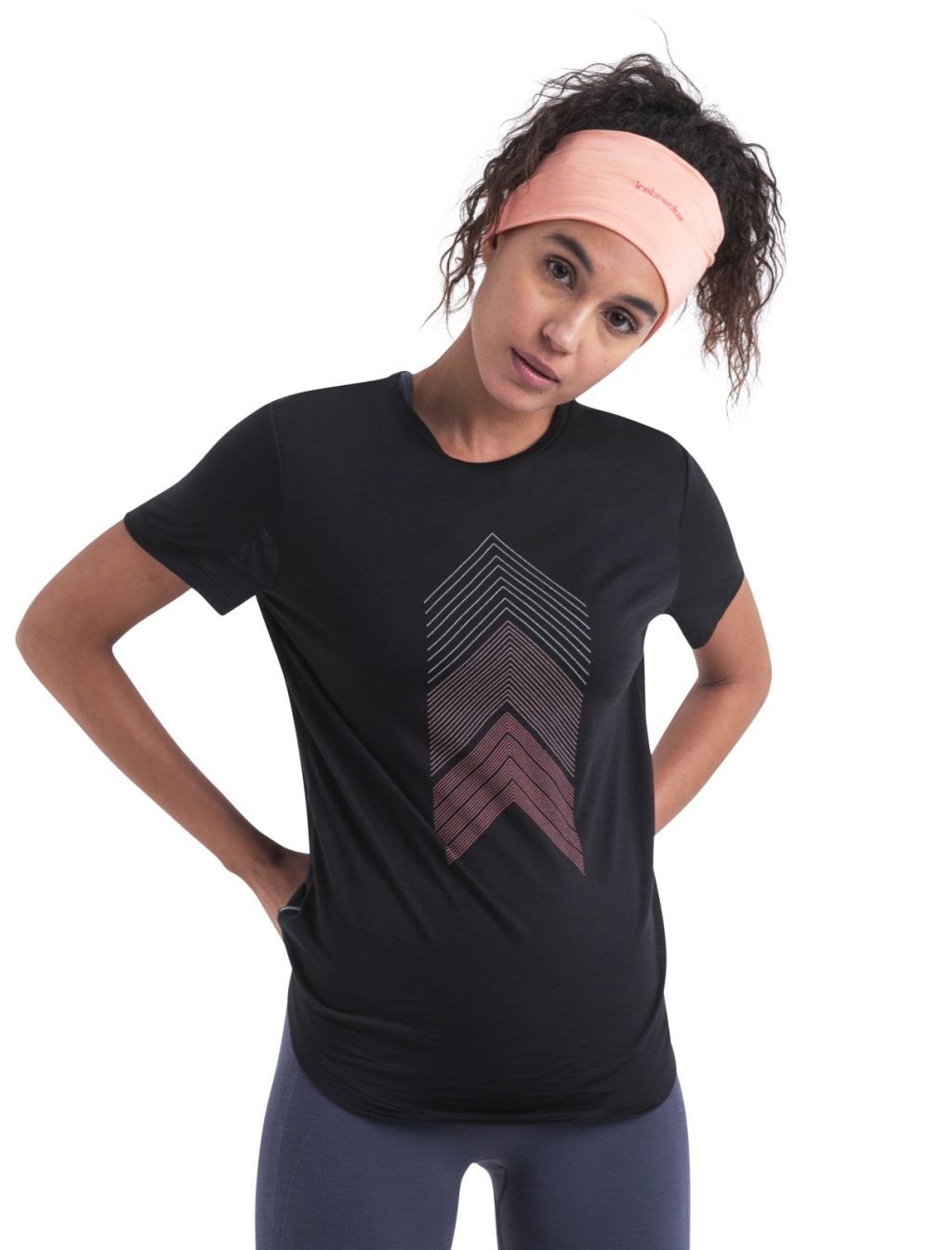 Dámské merino triko krátký rukáv ICEBREAKER Wmns Merino 125 Cool-Lite™ Sphere III SS Tee Peak Sprint, Black velikost: L