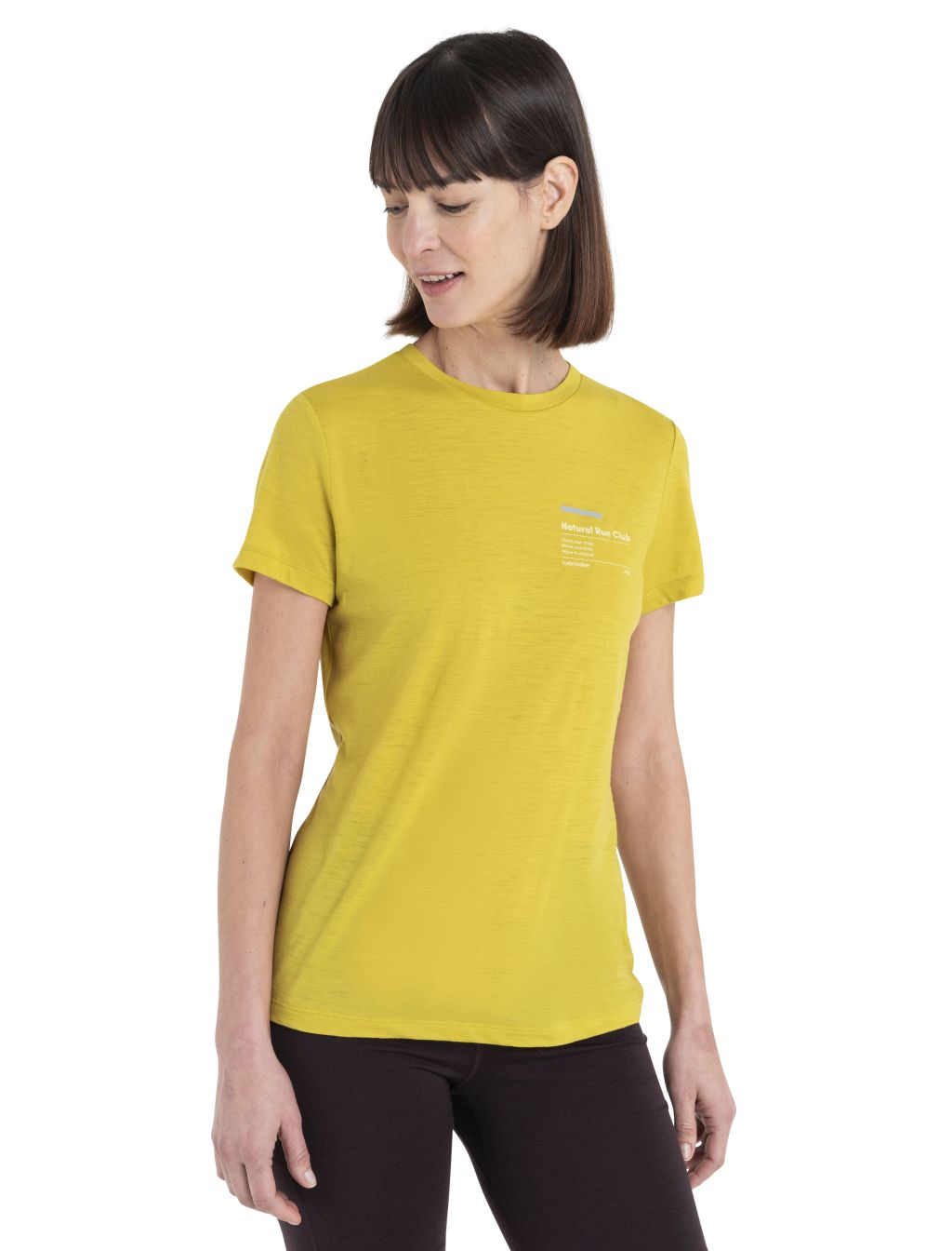 Dámské merino triko krátký rukáv ICEBREAKER Wmns Merino 150 Tech Lite III SS Tee Natural Run Club 2.0, Lux velikost: M