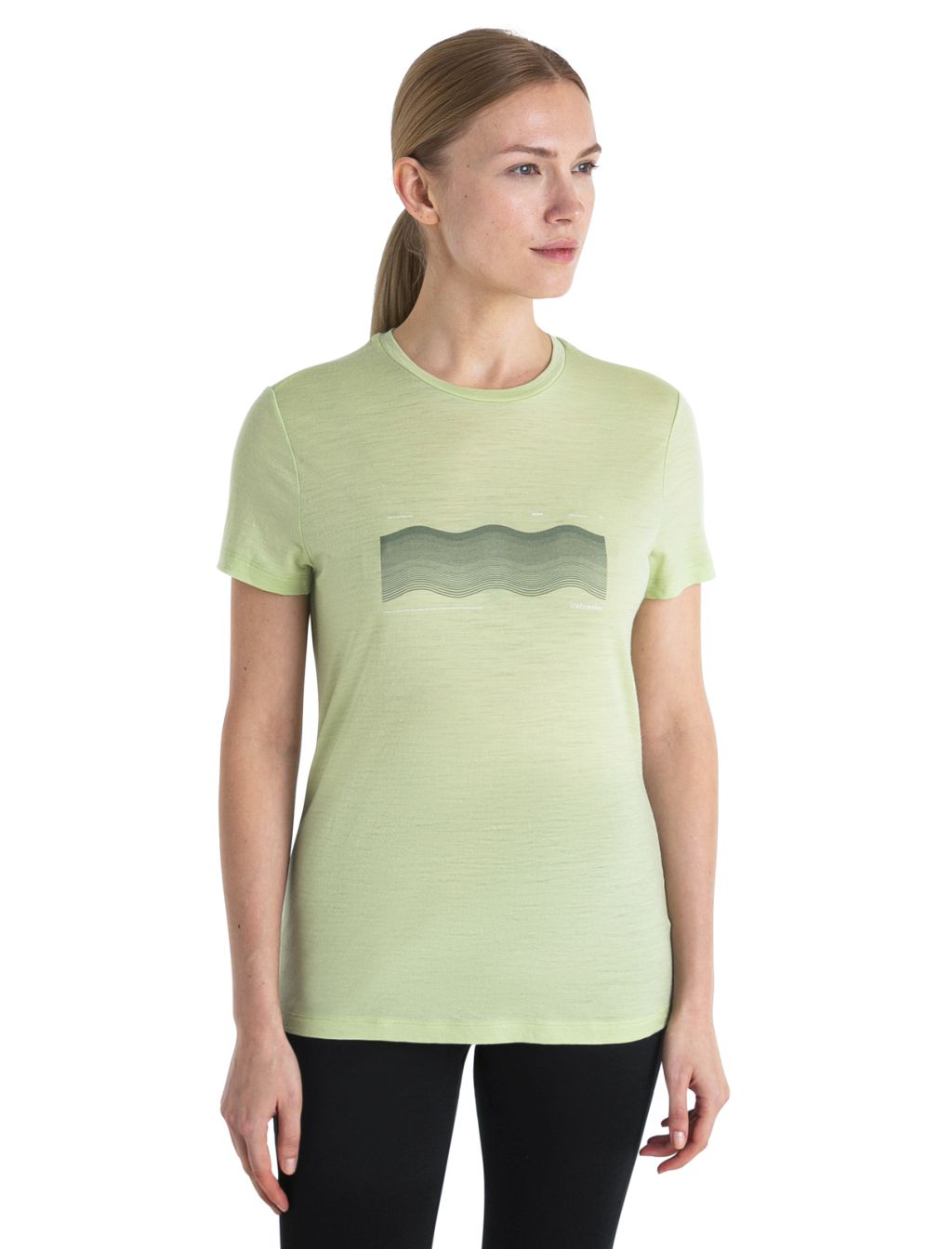 Dámské merino triko krátký rukáv ICEBREAKER Wmns Merino 150 Tech Lite III SS Tee Contour Waves, Glazen velikost: XS