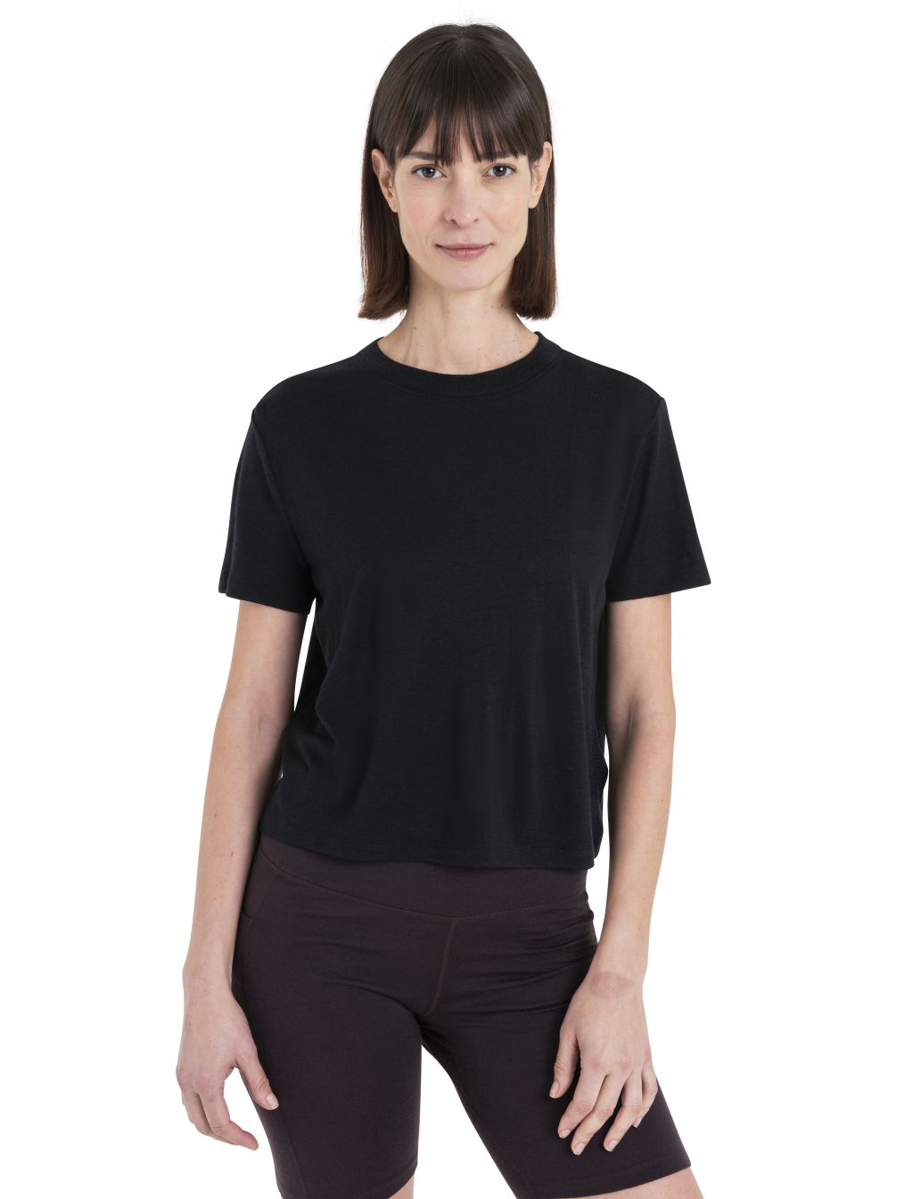 Dámské merino triko krátký rukáv ICEBREAKER Wmns Merino 150 Tech Lite III SS Crop Tee, Black velikost: M