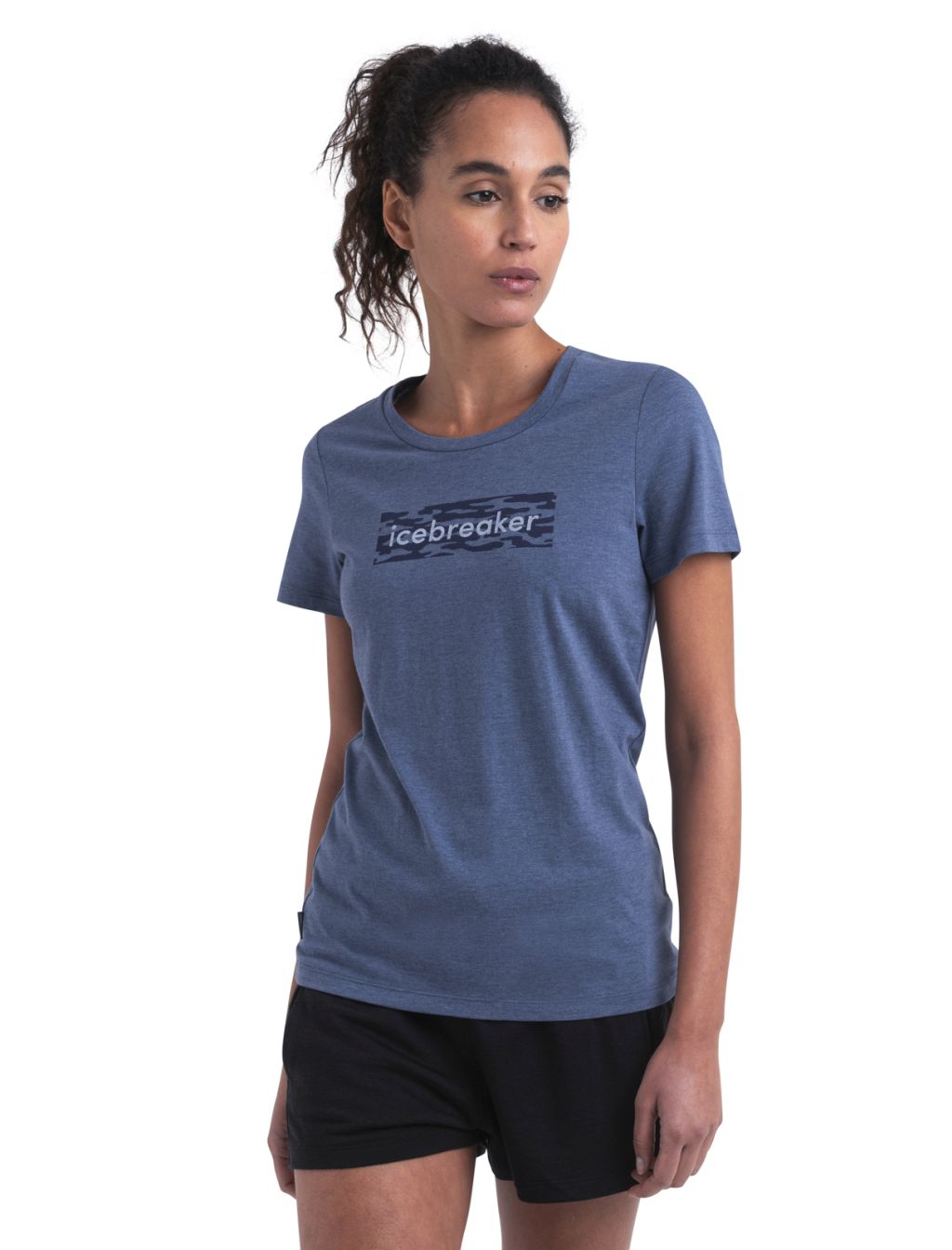 ICEBREAKER Wmns Merino Central Classic SS Tee Glacial Flow Logo, Dawn velikost: L