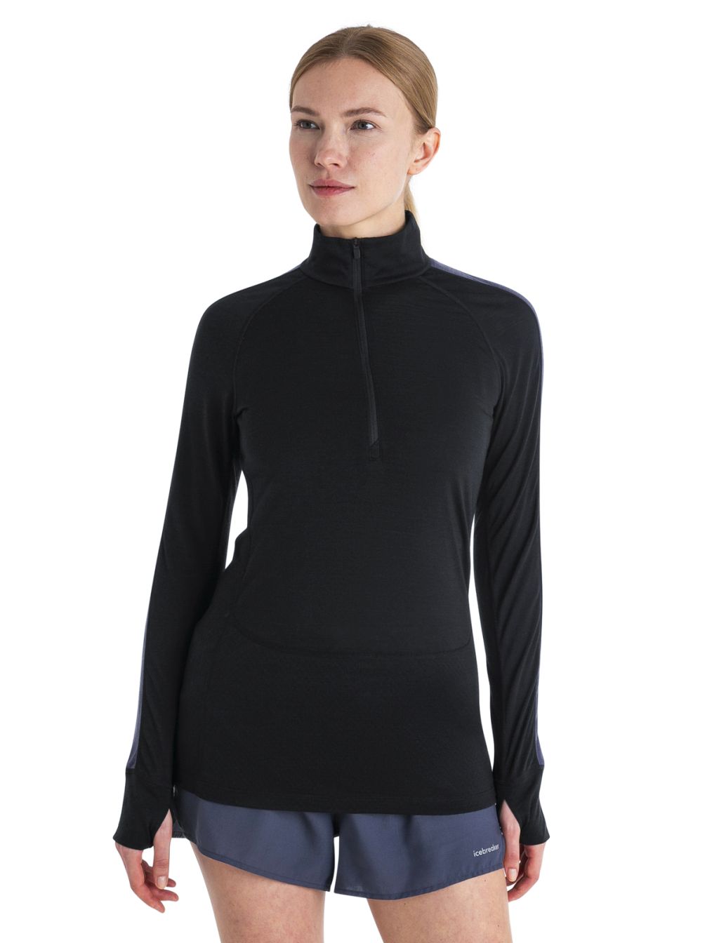 ICEBREAKER Wmns Merino 125 ZoneKnit™ LS Half Zip, Black/Graphite/Cb velikost: XS