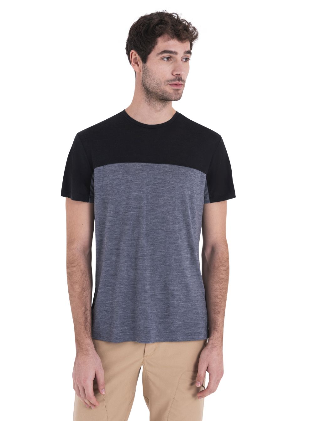 Pánské merino triko krátký rukáv ICEBREAKER Mens Merino 125 Cool-Lite™ Sphere III SS Tee Colour Block, Graphite Heather/Black/Cb velikost: S