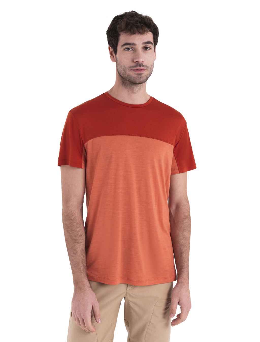 Pánské merino triko krátký rukáv ICEBREAKER Mens Merino 125 Cool-Lite™ Sphere III SS Tee Colour Block, Ember/Molten/Cb velikost: XXL