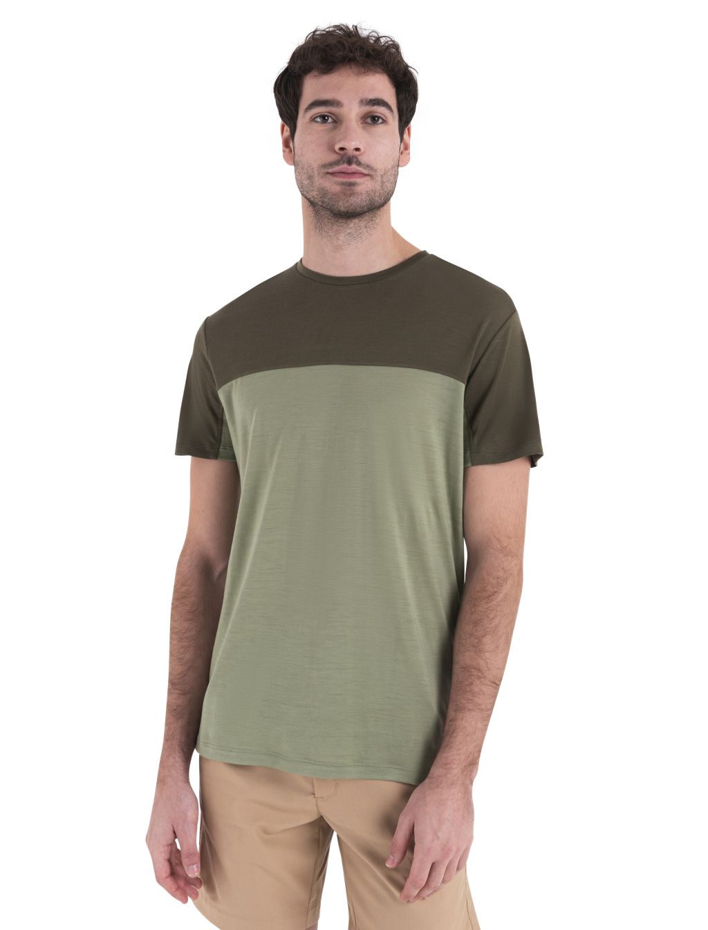 Pánské merino triko krátký rukáv ICEBREAKER Mens Merino 125 Cool-Lite™ Sphere III SS Tee Colour Block, Lichen/Loden/Cb velikost: L