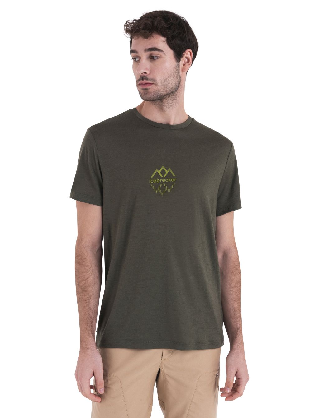 ICEBREAKER Mens Merino 150 Tech Lite III SS Tee Icebreaker Logo Reflections, Loden velikost: L