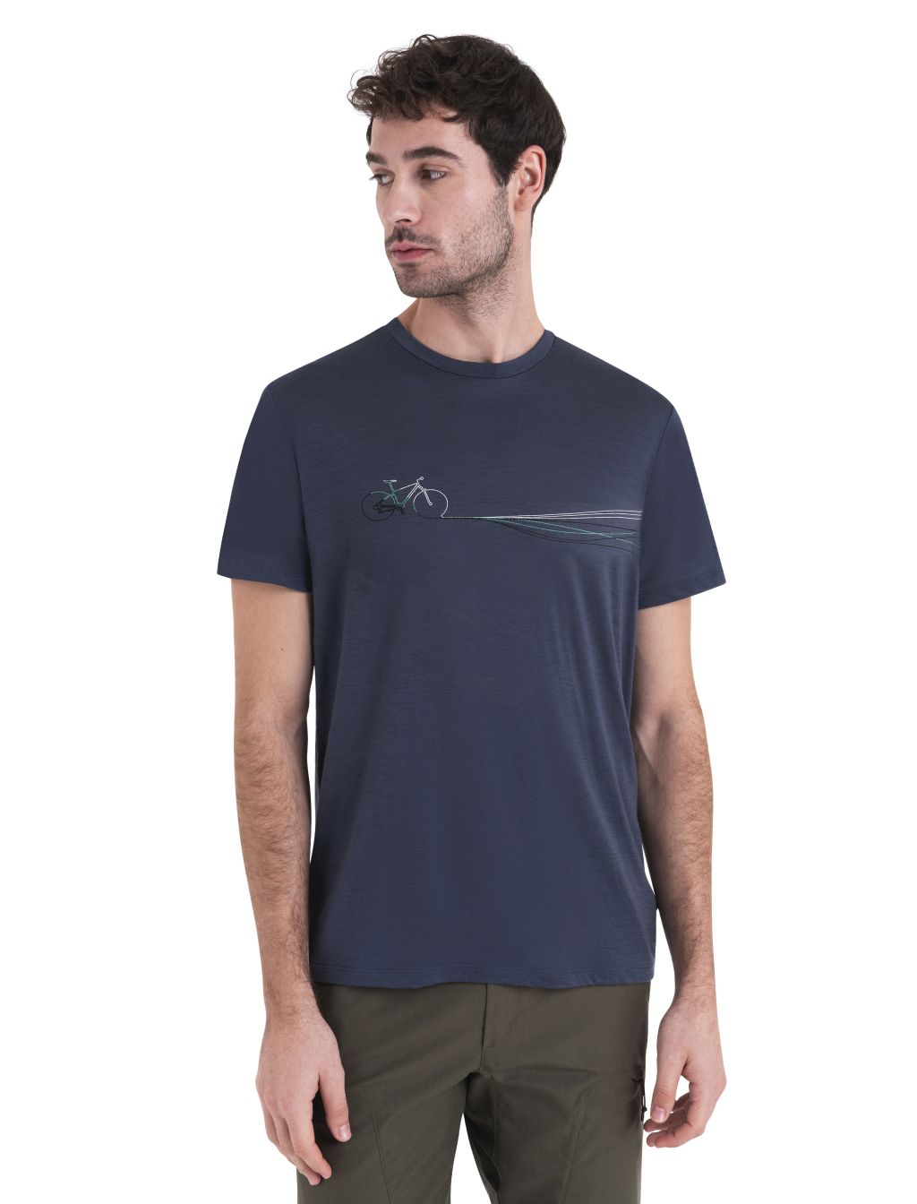 Pánské merino triko krátký rukáv ICEBREAKER Mens Merino 150 Tech Lite III SS Tee Cadence Paths, Graphite velikost: XXL