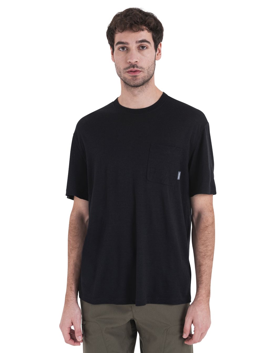 Pánské merino triko krátký rukáv ICEBREAKER Mens Merino 150 Tech Lite III SS Relaxed Pocket Tee, Black velikost: L