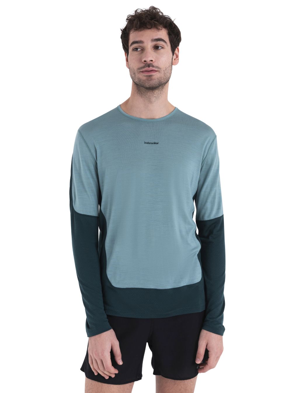 Pánské merino triko dlouhý rukáv ICEBREAKER Mens Merino 125 ZoneKnit™ Energy Wind LS Tee, Fathom Green/Cloud Ray/Cb velikost: L