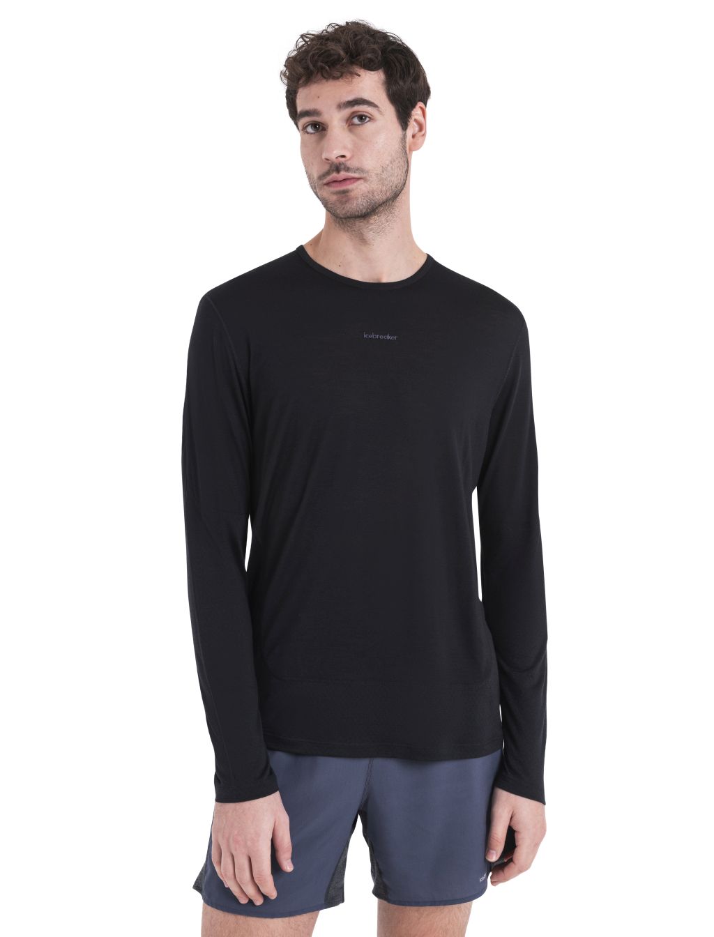 Pánské merino triko dlouhý rukáv ICEBREAKER Mens Merino 125 ZoneKnit™ Energy Wind LS Tee, Black velikost: S