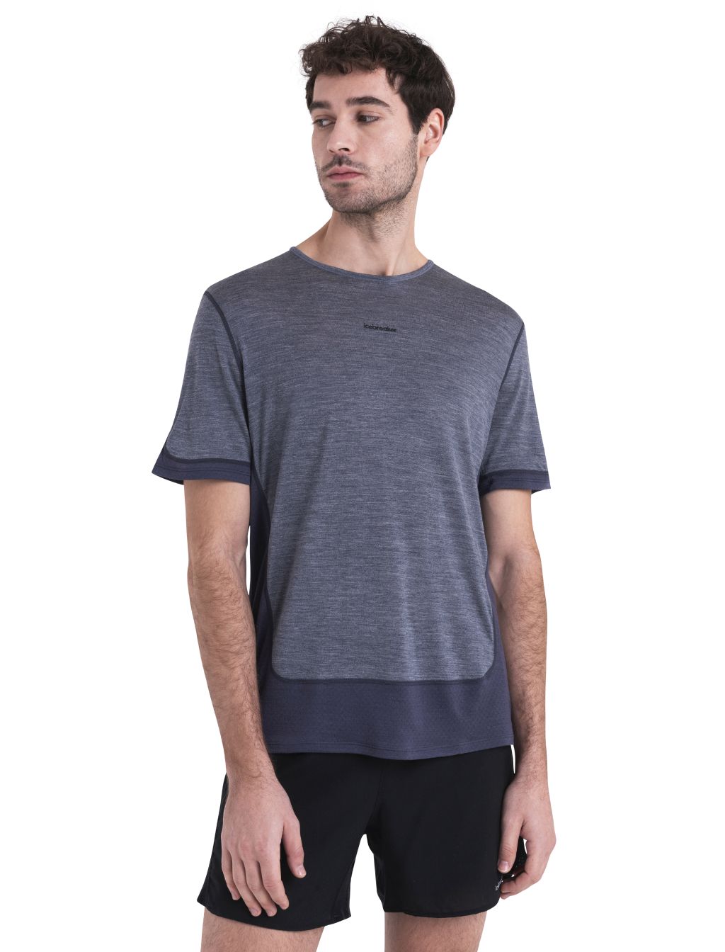 Pánské merino triko krátký rukáv ICEBREAKER Mens Merino 125 ZoneKnit™ Energy Wind SS Tee, Graphite/Graphite Heather/Cb velikost: M