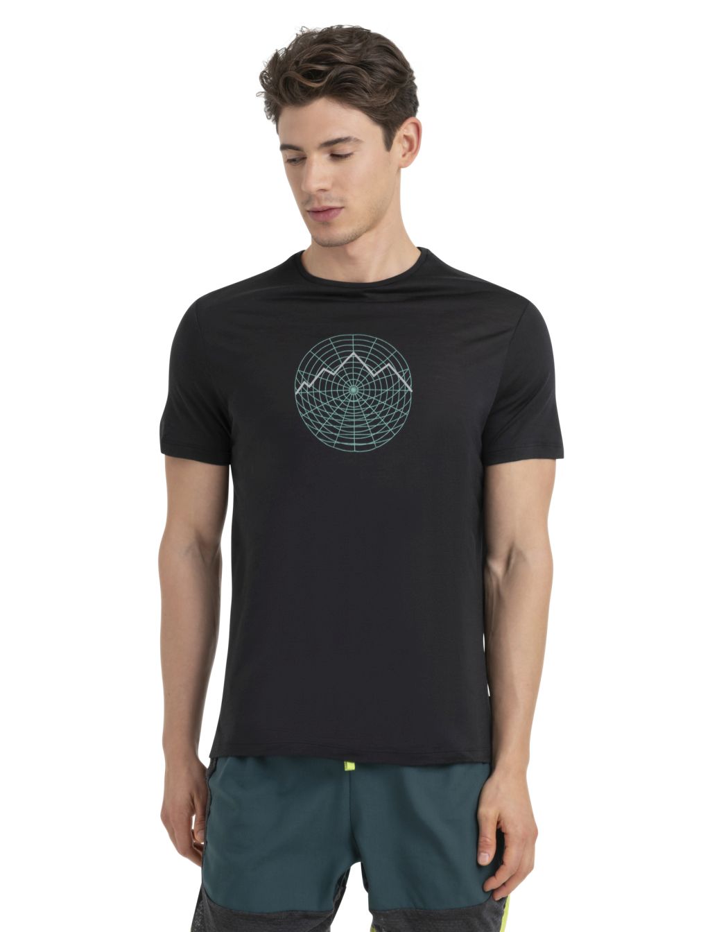 Pánské merino triko krátký rukáv ICEBREAKER Mens Merino 125 Cool-Lite™ Sphere III SS Tee Vision Grid, Black velikost: L