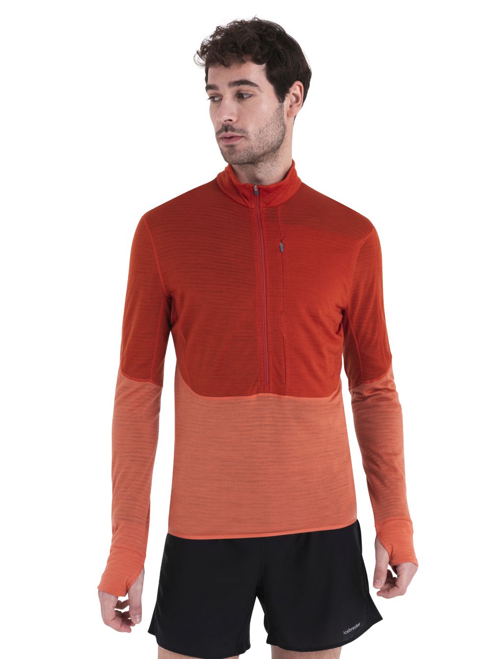 ICEBREAKER Mens Merino 200 Realfleece™ Descender LS Half Zip, Molten/Ember/Cb velikost: S