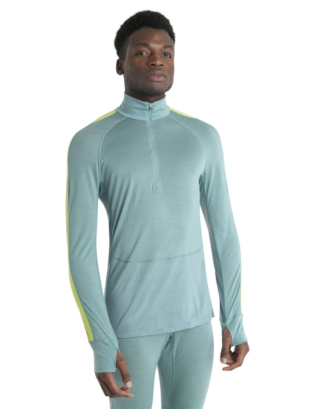 Pánské merino triko dlouhý rukáv, 1/2 zip ICEBREAKER Mens Merino 125 ZoneKnit™ LS Half Zip, Cloud Ray/Hyper/Cb velikost: M