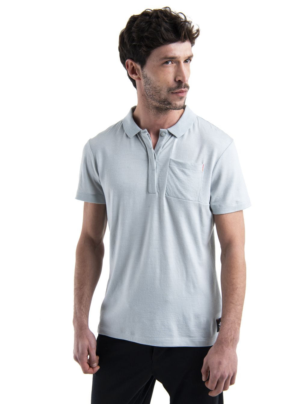 Pánské merino polo triko ICEBREAKER Mens Merino 200 IB X TNF SS Polo, Ether velikost: L