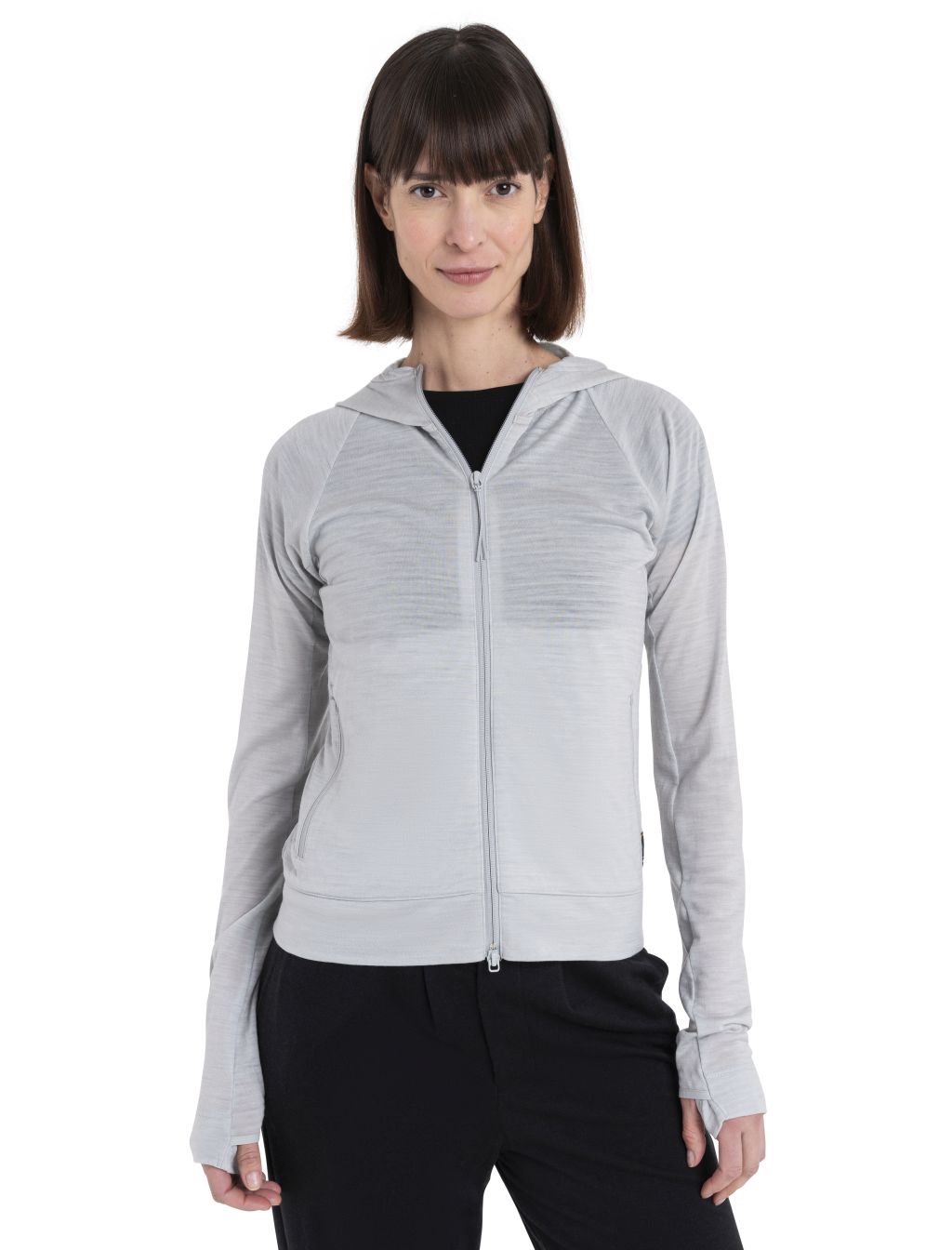 Dámská merino mikina s kapucí, zip ICEBREAKER Wmns Merino 200 Realfleece™ IB X TNF LS Zip Hoodie, Ether velikost: M