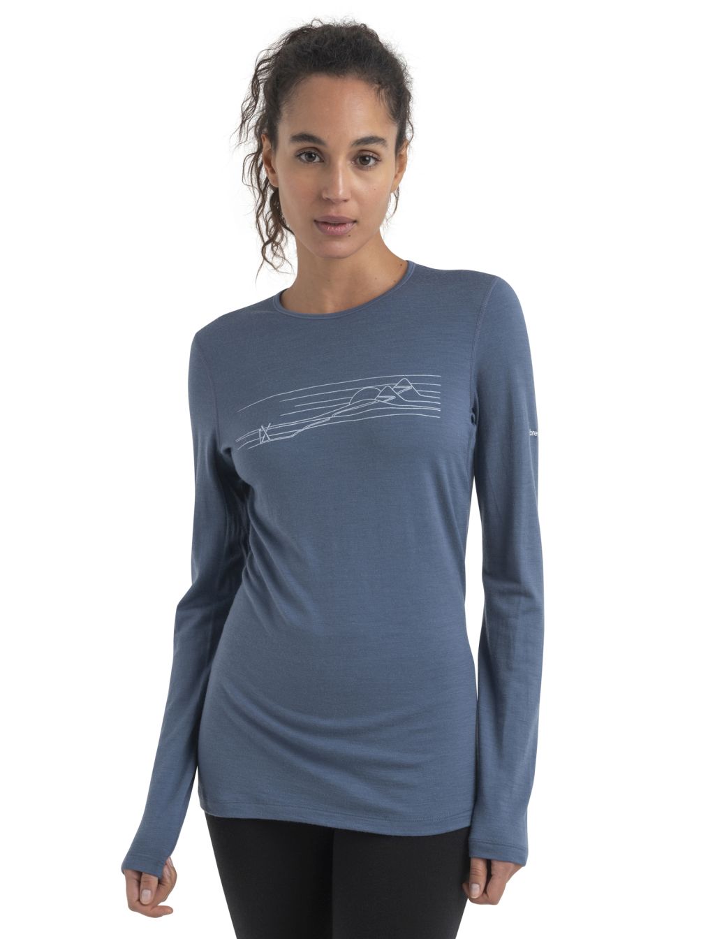 ICEBREAKER Wmns 200 Oasis LS Crewe Ski Stripes, Dawn velikost: L