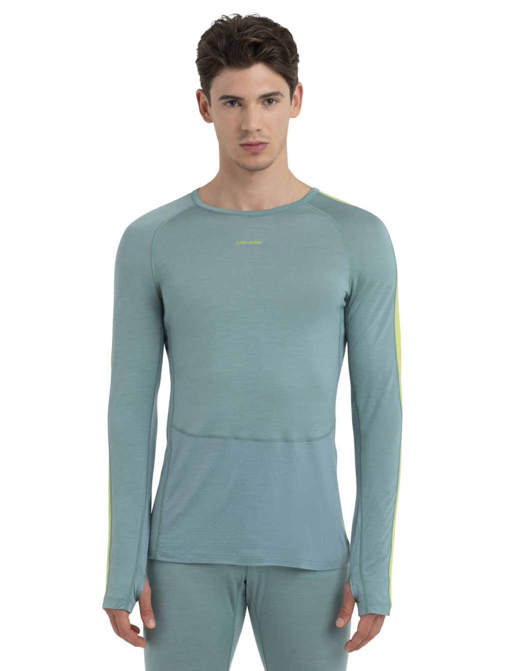 Pánské merino triko dlouhý rukáv ICEBREAKER Mens 125 ZoneKnit™ LS Crewe, Cloud Ray/Hyper/Cb velikost: XL