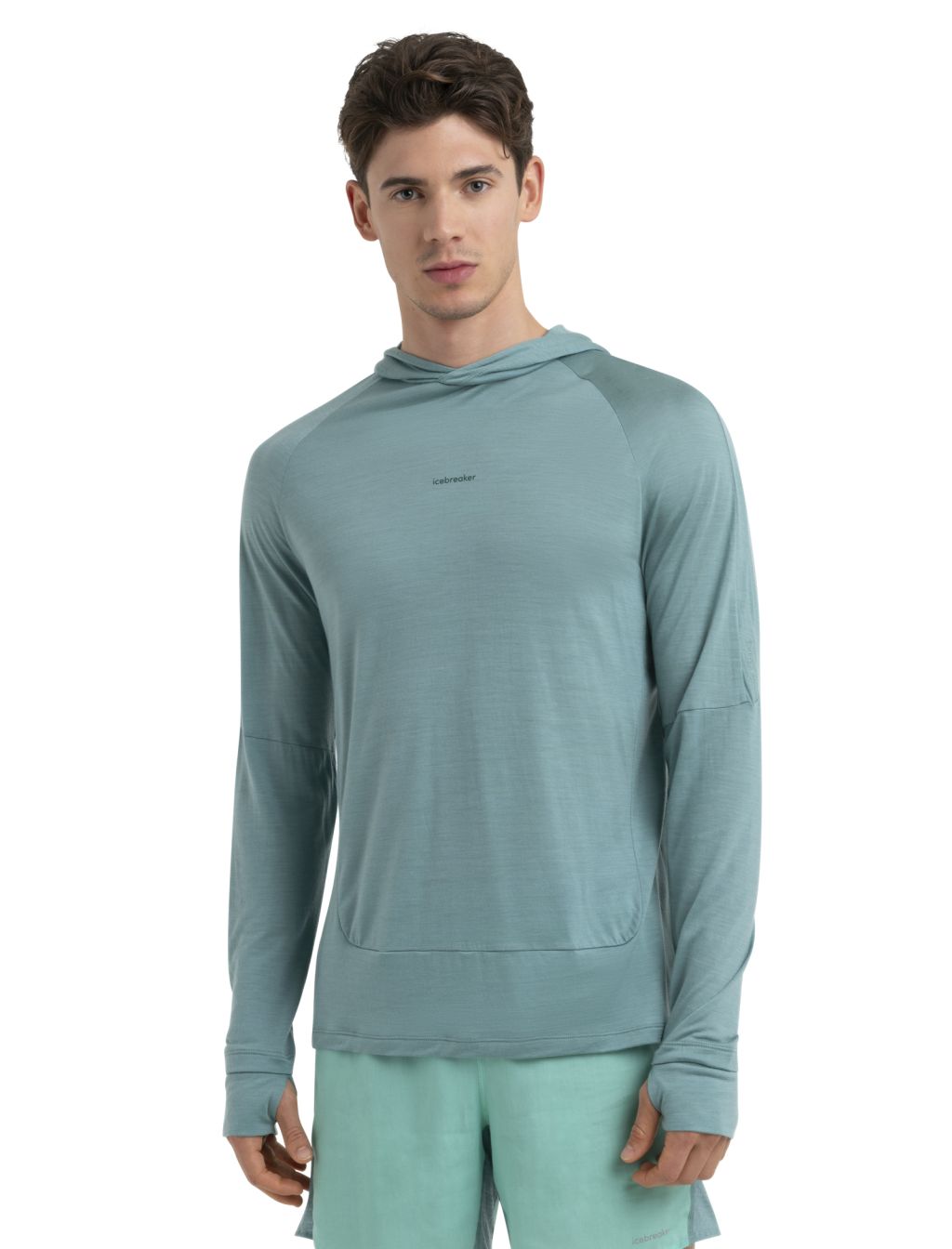 Pánská merino mikina s kapucí ICEBREAKER Mens Merino 125 Cool-Lite™ Sphere LS Hoodie, Cloud Ray velikost: XXL